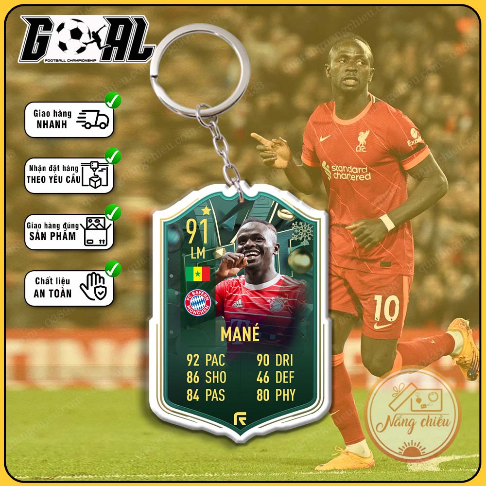 Móc khóa cầu thủ Sadio Mané-thẻ bóng đá CLB Bayern Munich hottrend 2023-phụ kiện treo balo chất lượng cao cấp[6125-6136]