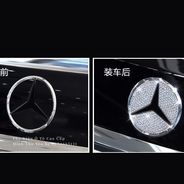 Ốp Đính Đá Xe Mercedes - LOGO Đuôi Xe Mercedes Đá Swarovski Cao Cấp
