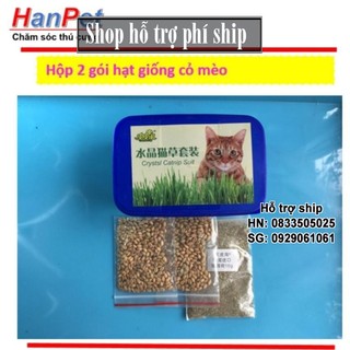 Hỗ trợ Ship- Hộp 2 gói hạt giống cỏ mèo (sunzin 384) tặng kèm 1 gói bột cỏ mèo