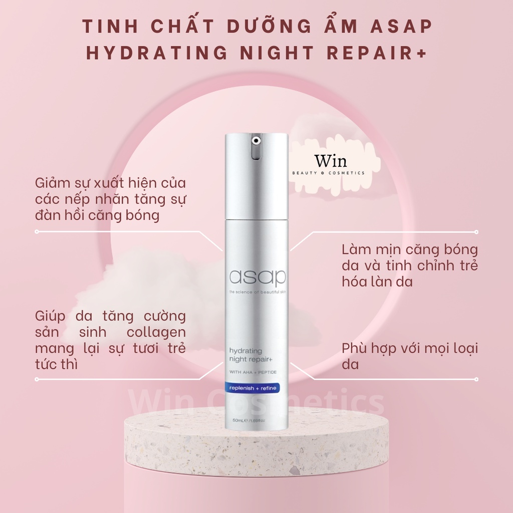 Tinh Chất Dưỡng Ẩm Asap Hydrating Night Repair+ Tăng Sinh Collagen, Chống Lão Hoá, Trẻ Hóa Da