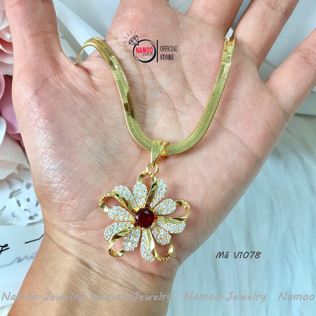 Dây Chuyền V1078 Kiểu Dáng Bông Hoa Đính Đá Cho Nữ Namoo Jerwelry