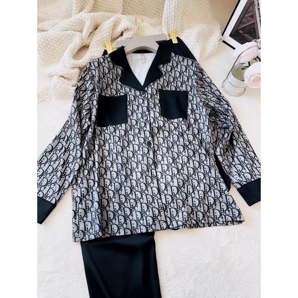 ♥️Hàng QC♥️Pijama tay dài quần dài 2 túi DOZZIRA dior’r_Thanhhien997_lụa satin cao cấp 736.