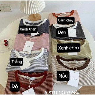 Áo phông kẻ ngang chất thun chất xốp dáng basic tone Hàn