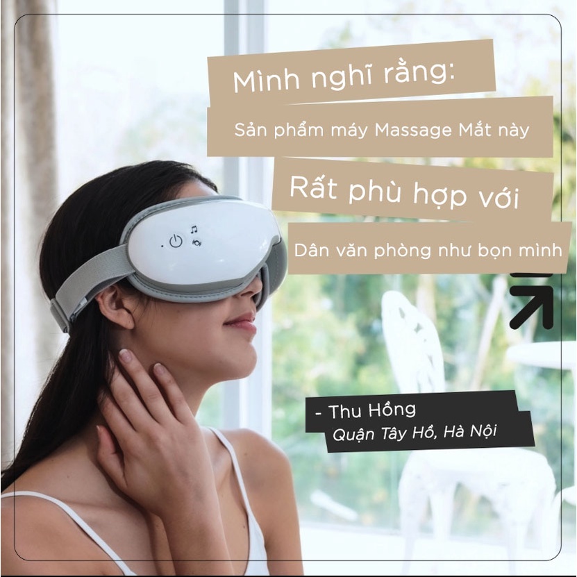 Máy Massage Mắt Cao Cấp KINGTECH KY-925 Mát xa Túi Khí Kèm Nhiệt, Tích Hợp Nghe Nhạc Bluetooth, Bảo Hành 12 Tháng