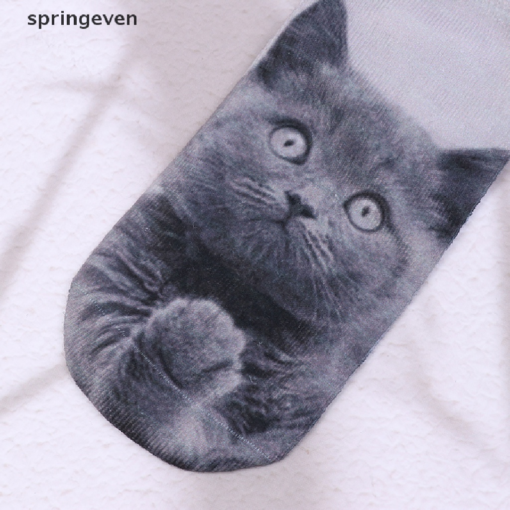 1 Đôi Tất Cổ Trung In Hình Mèo 3D Dễ Thương Cho Bé