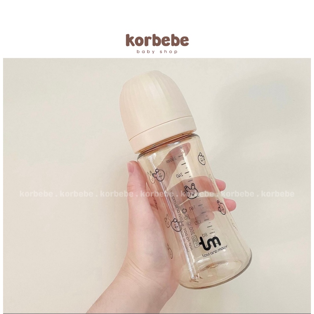 Bình sữa Tovi and Molly hình thỏ Hàn Quốc cho bé 180ml/280ml