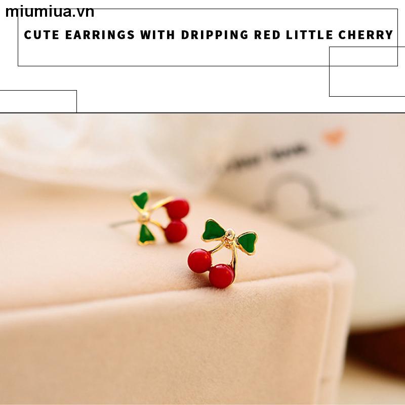 miumiuaBông Tai Hình Quả cherry Nhỏ Nhắn Dễ Thương Dành Cho Nữ