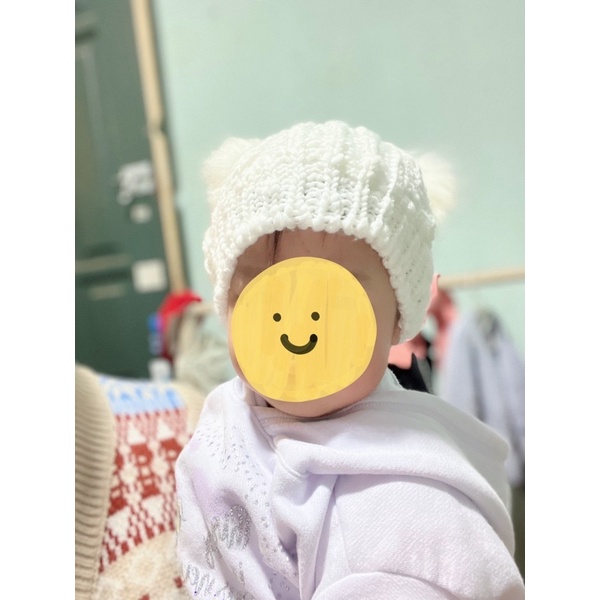 Mũ len cục bông bé trai bé gái