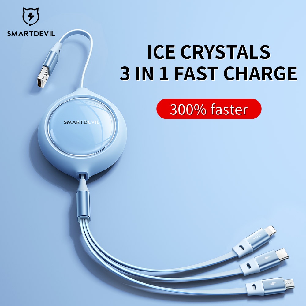 SmartDevil Cáp Sạc Nhanh 3 Trong 1 Rút Được Đa Năng Cho iP / Android / Type C