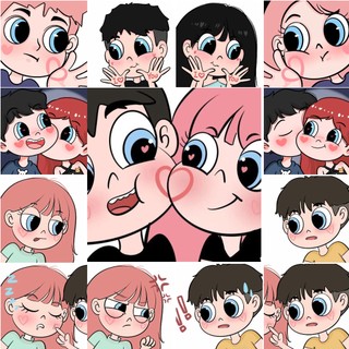 Tranh số hoá tô màu theo số 20x20 hoạt hình anime cặp đôi cute dễ thương, Tranh decor bàn học