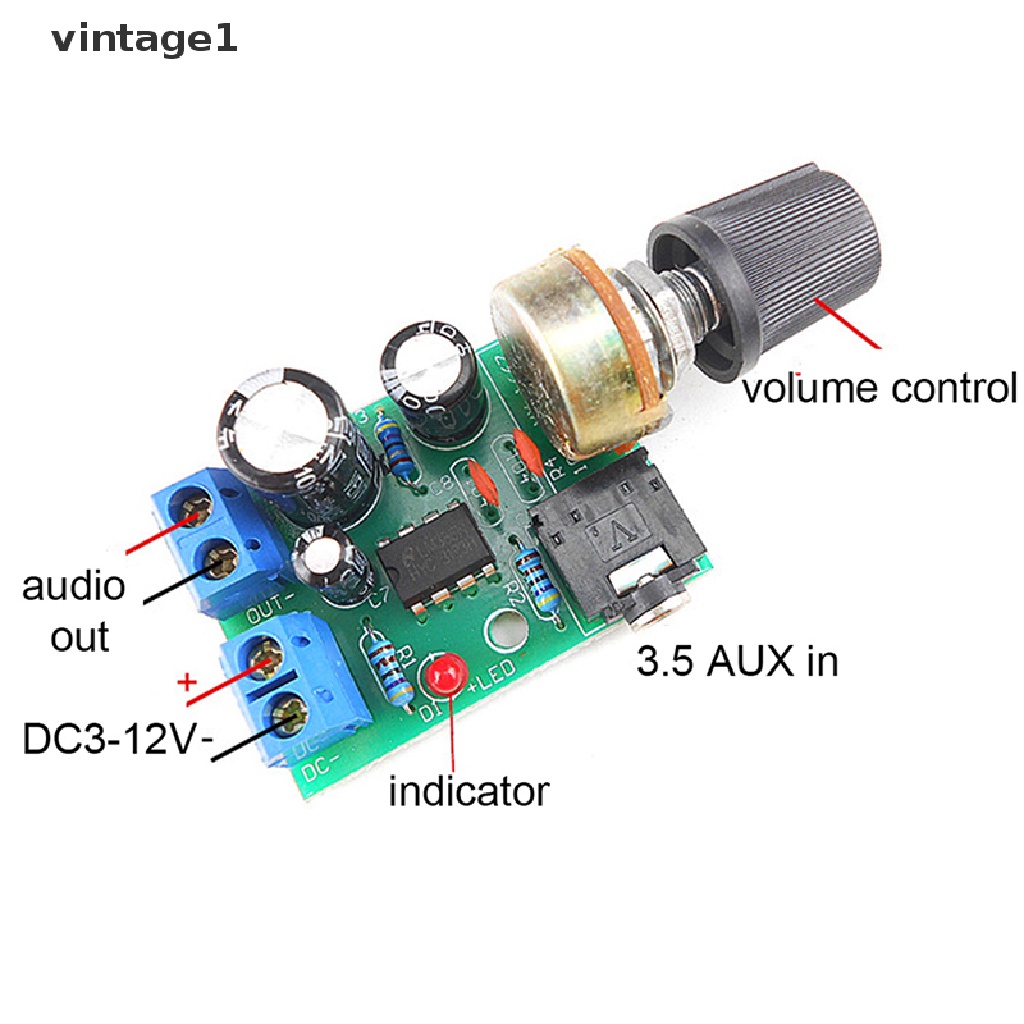Bảng Mạch Khuếch Đại Âm Thanh LM386 10W 3.5mm DC 3-12V Kiểu Cổ Điển