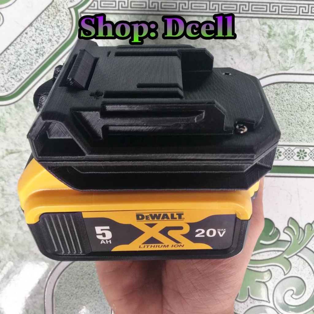 Đế Chuyển Pin Dewalt Cho Máy Makita 18v In 3D Nhựa Chịu Lực Siêu Bền - Dewalt Sang Makita