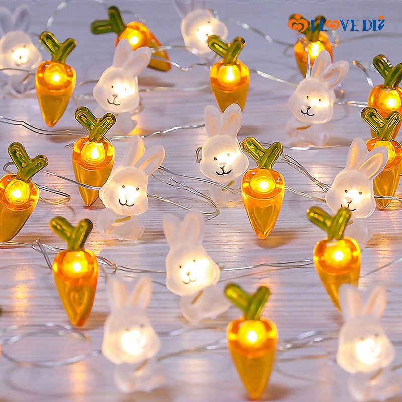Dây Đèn LED Bằng Đồng Hình Thỏ Hoạt Hình Sáng Tạo Nguồn Điện USB Trang Trí Lễ Phục Sinh
