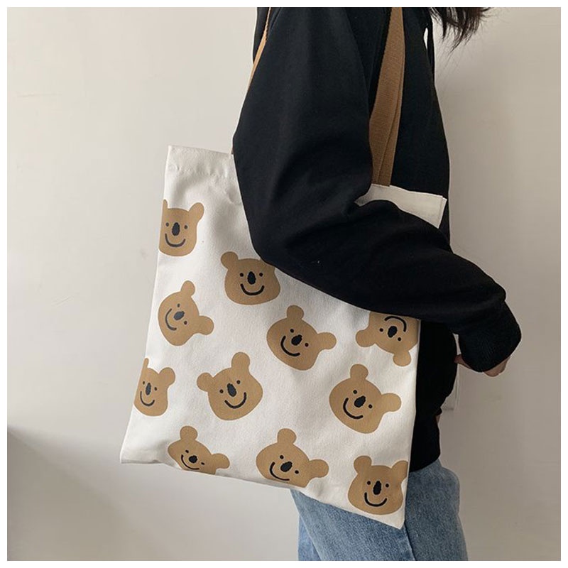 Túi Xách Đeo Vai Bằng Vải Canvas Kích Thước Nhỏ Dễ Thương Phong Cách Hàn Quốc Cho Nữ