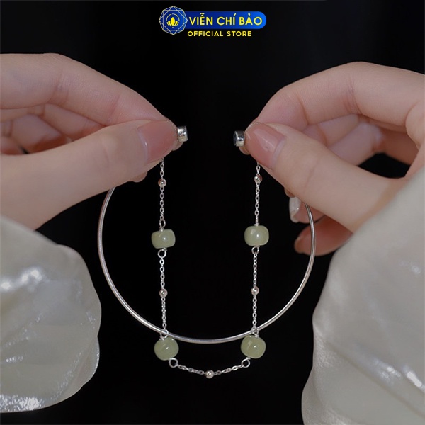 Lắc tay bạc nữ  mix đá xanh lá chất liệu bạc 925 thời trang phụ kiện trang sức Viễn Chí Bảo L000328