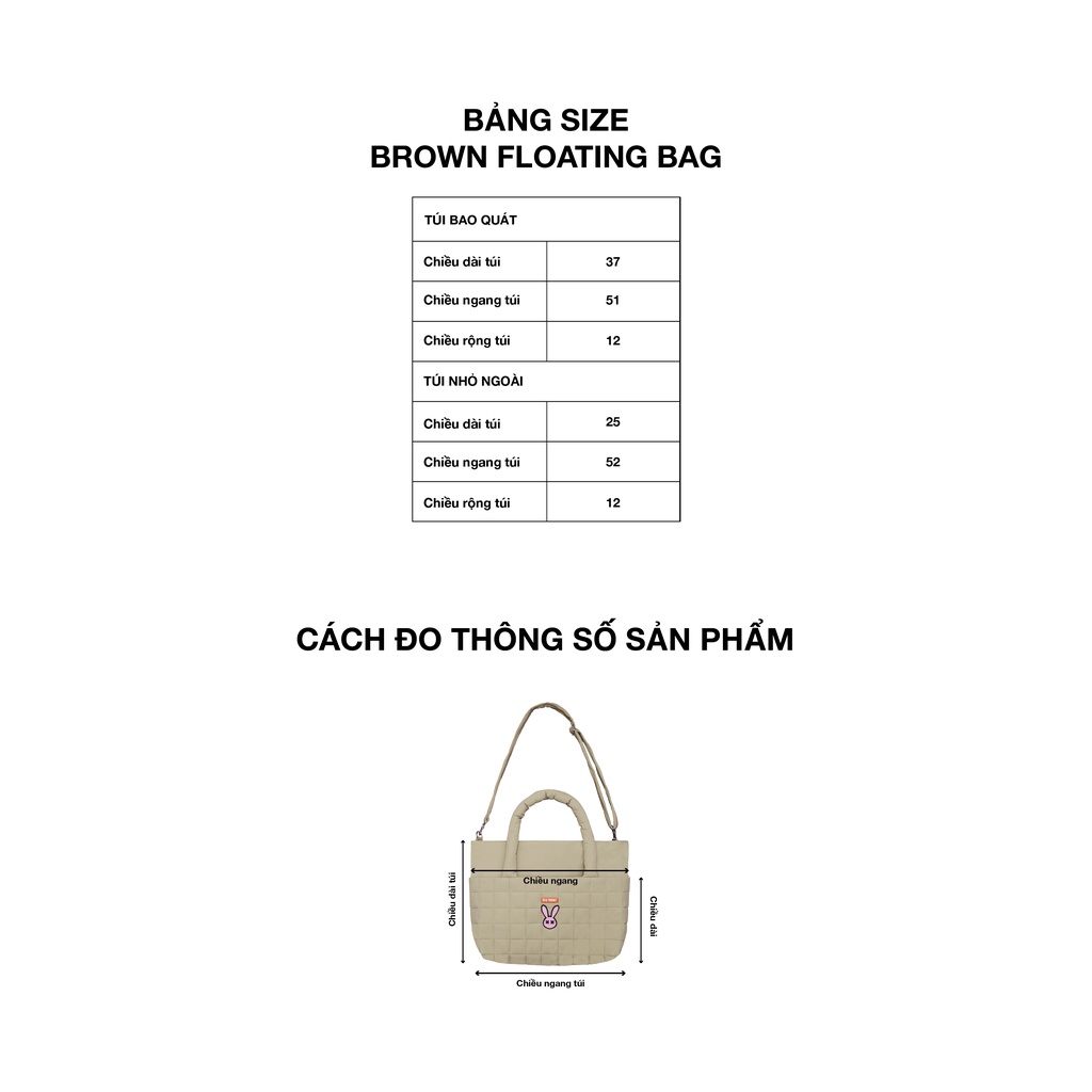 Túi Xách Unisex Bad Rabbit BROWN FLOATING BAG - Local Brand Chính Hãng