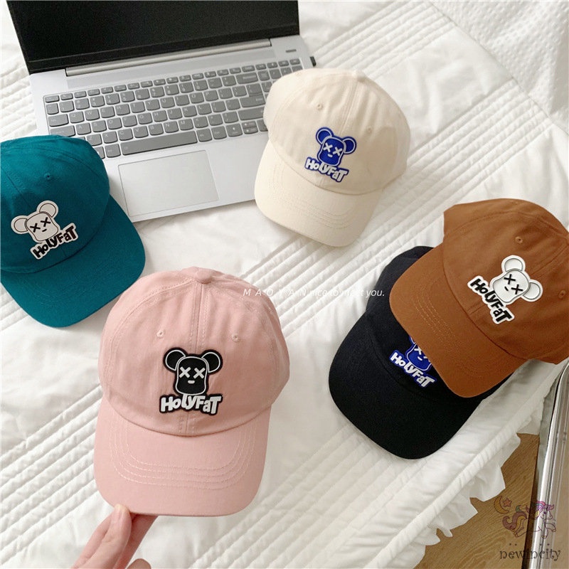 Mũ Lưỡi Trai Bằng Da Hình Chú Gấu Màu Kẹo Ngọt Phong Cách Hàn Quốc Cho Bé