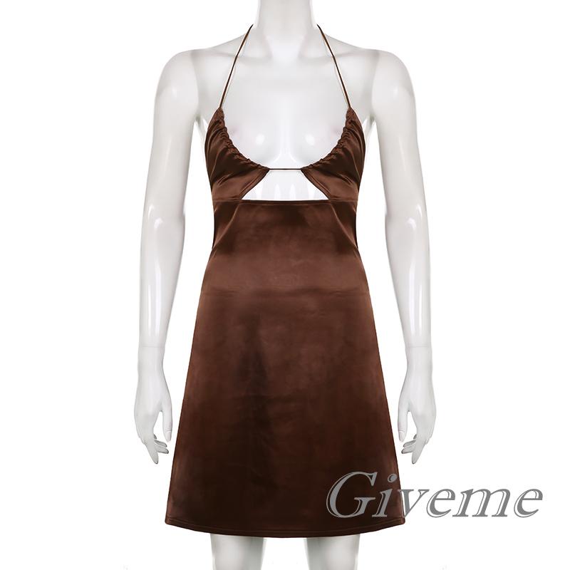 Đầm Mini Nữ Không Tay Cổ Khoét Sâu Màu Sắc Thời Trang