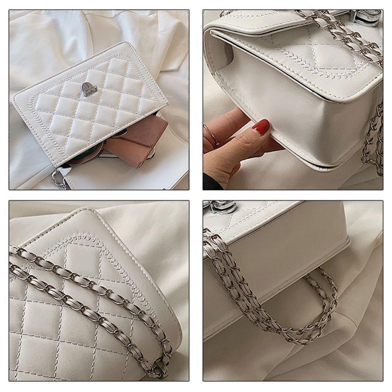 Mischa Túi Đeo Chéo Vai Bằng Da PU Màu Trơn Họa Tiết Hình Thoi Phong Cách Phương Tây Thời Trang