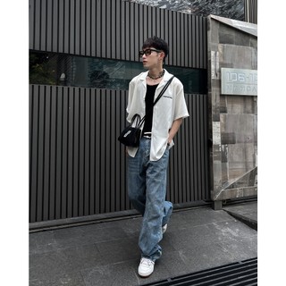 Áo Sơ Mi Lụa UNSOCIAL (Trắng/Đen)