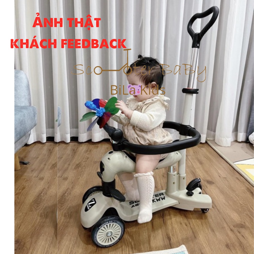 Xe scooter chòi chân cho bé ZinBang 3in1 trượt tập đi 1-6 tuổi có tay đẩy bánh xe phát sáng, combo xe + phụ kiện