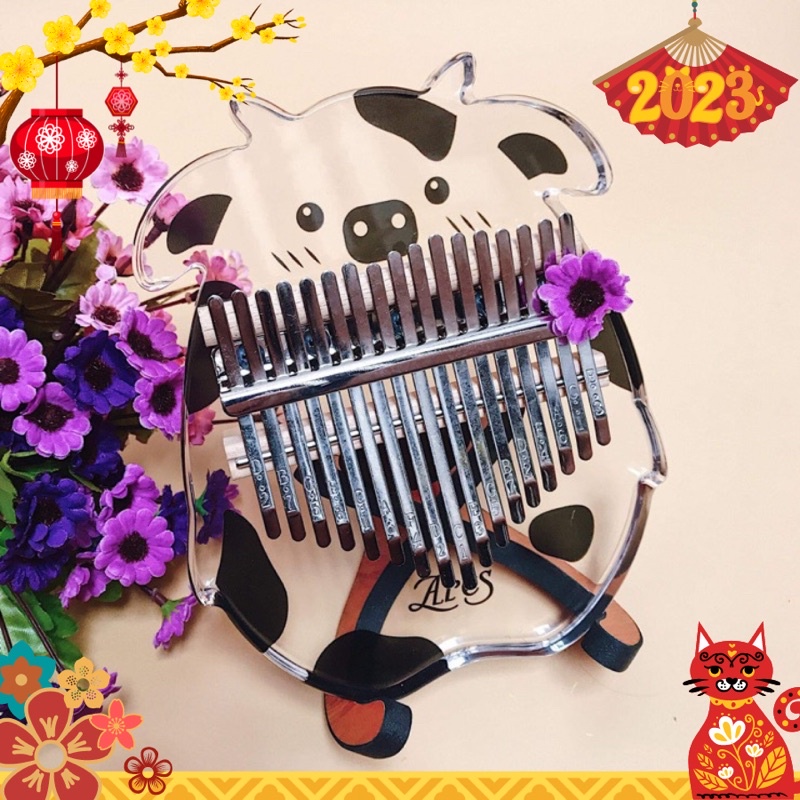 Đàn Kalimba trong suốt Kèm hộp chống sốc Ares kiểu bò sữa
