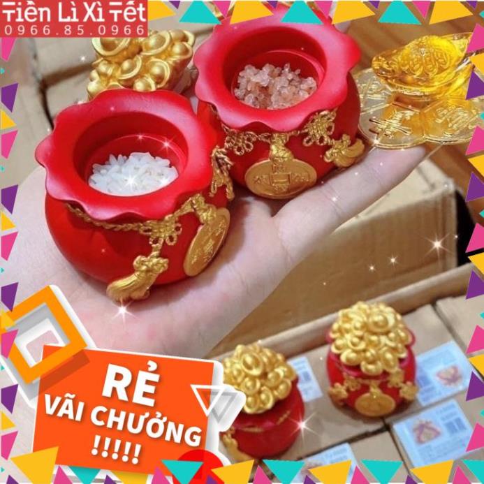 Hũ đựng gạo muối nước thần tài chum chiêu tài tộc may mắn trang trí ban thờ thần tài