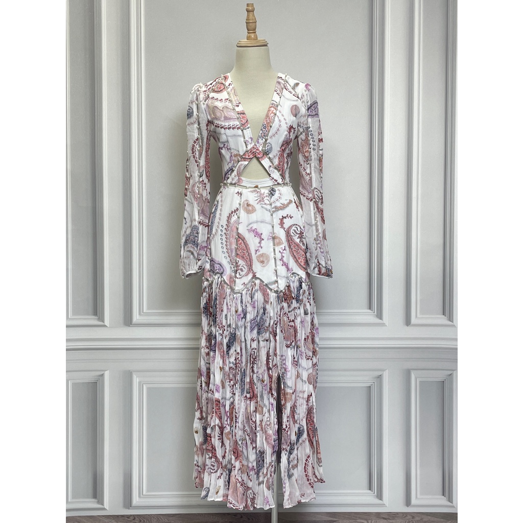 V1358 Váy dài đính hạt THURLEY hàng hiệu chính hãng thời trang nữ màu trắng đỏ tím size 34 secondhand thanh lý ký gửi