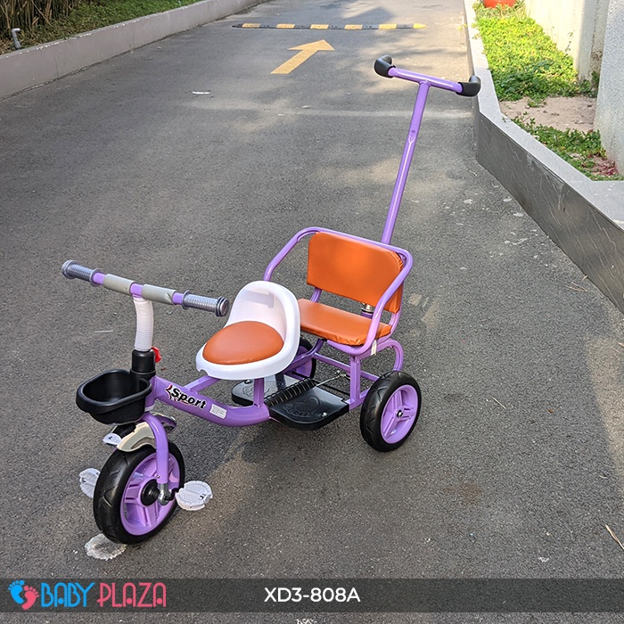 Xe đạp 3 bánh 2 ghế ngồi kèm cây đẩy BABY PLAZA XD3-808A