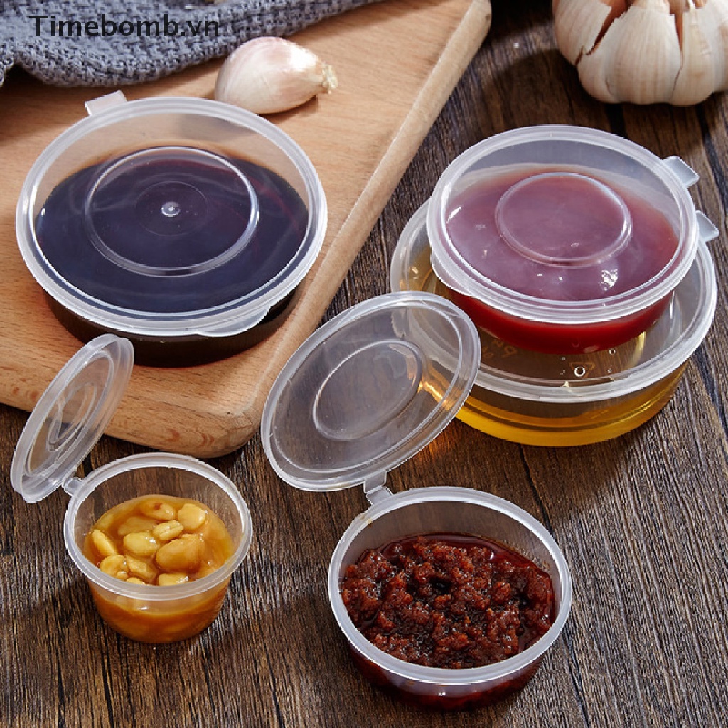 Bộ 10 Hộp Đựng Nước Sốt / Gia Vị Có Nắp Đậy Nhỏ Gọn Dung Tích 30 / 40 / 60 / 80ML