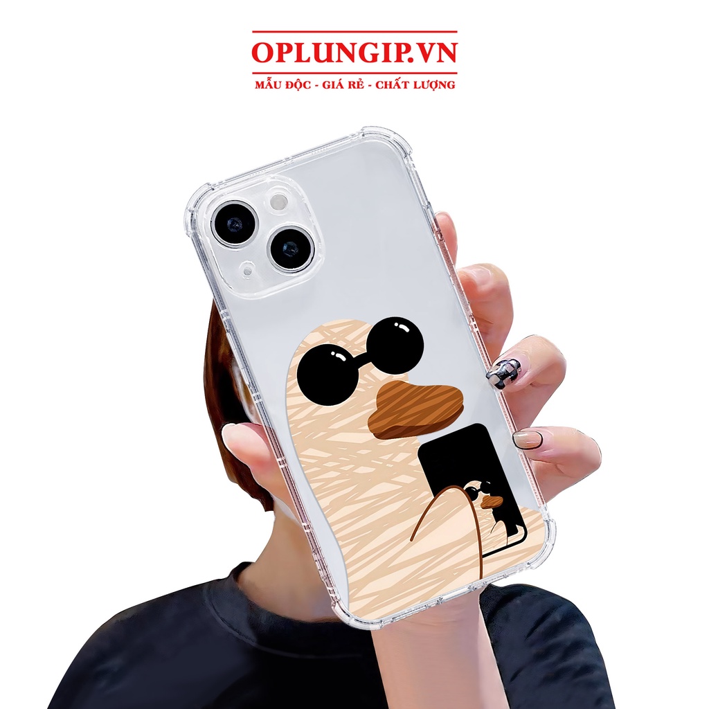 Ốp iphone vịt ngầu silicon dẻo bảo vệ camera cho iphone 11 13 pro max 14 12 pro max mini x r s max 6 s 7 8 plus