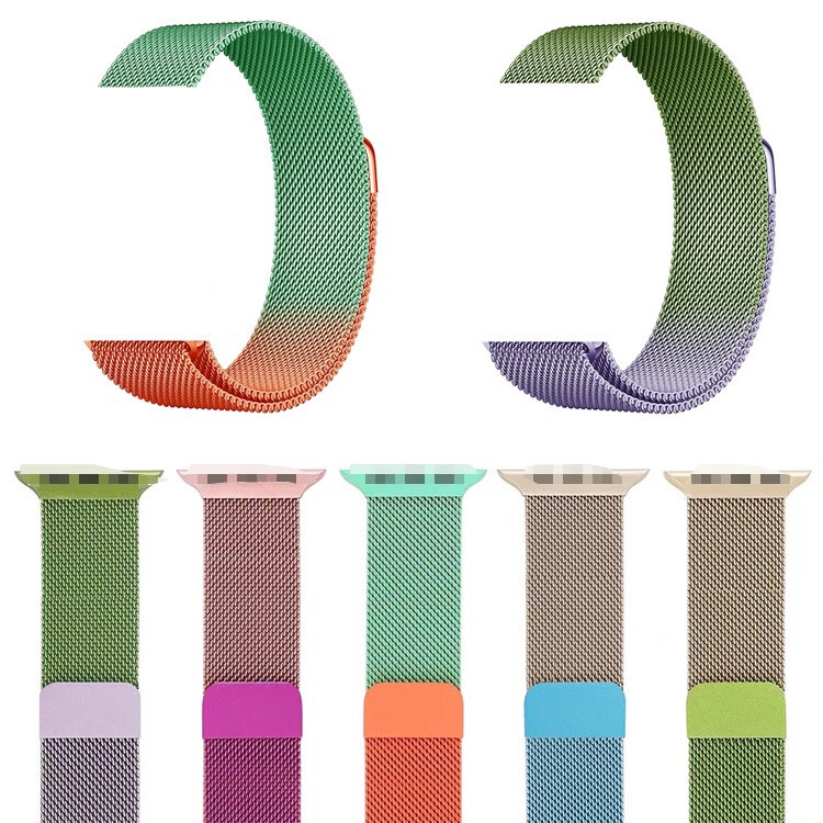Dây Đeo Inox Khóa Nam Châm Màu Gradient Cho Đồng Hồ Thông Minh Apple Watch 38mm 40mm 42mm 44mm 41mm 45mm 49mm 1 2 3 4 5 6 7 8 ultra se