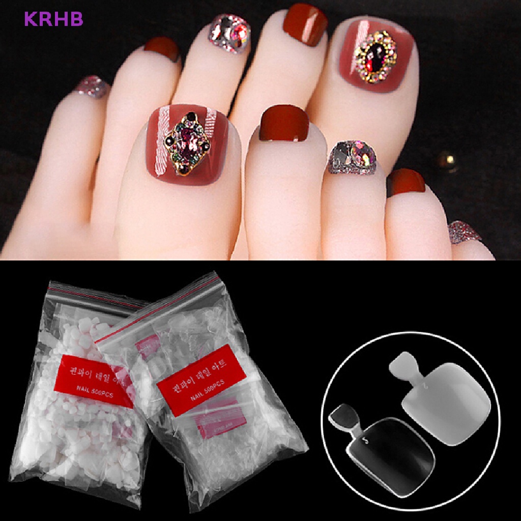 Set 500 Móng Chân Giả Bằng Acrylic Trong Suốt Mới