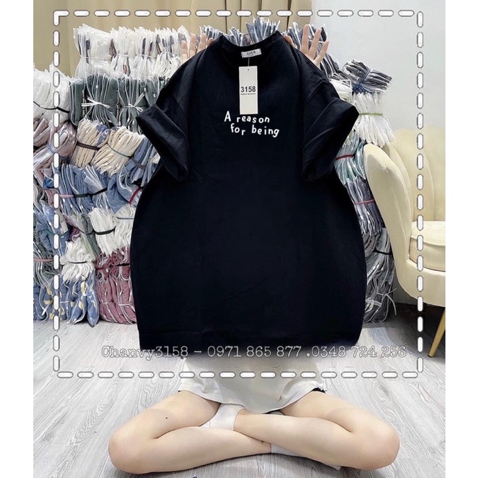 Áo phông cotton khô 3158 form rộng nam nữ oversize in chữ Areason