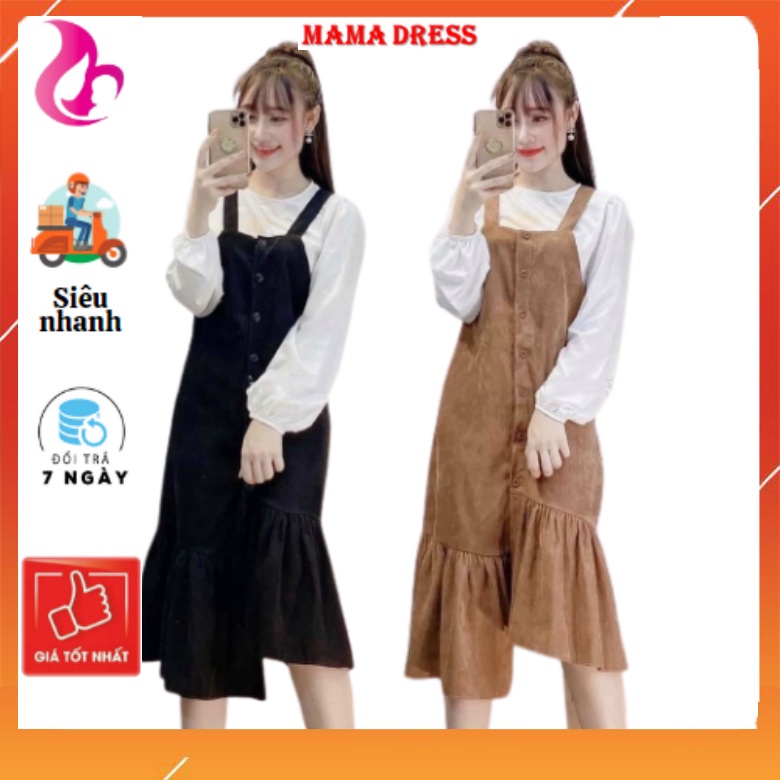 SET Váy yếm bầu đẹp giá rẻ Đầm bầu thu đông thiết kế đuôi cá cho mẹ bầu nơi công sở dự tiệc V34