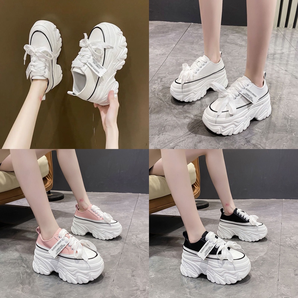 9cm 2023 Giày Thể Thao Đế Dày Tăng Chiếu Cao Màu Trắng Dành Cho Nữ Giày Sneaker