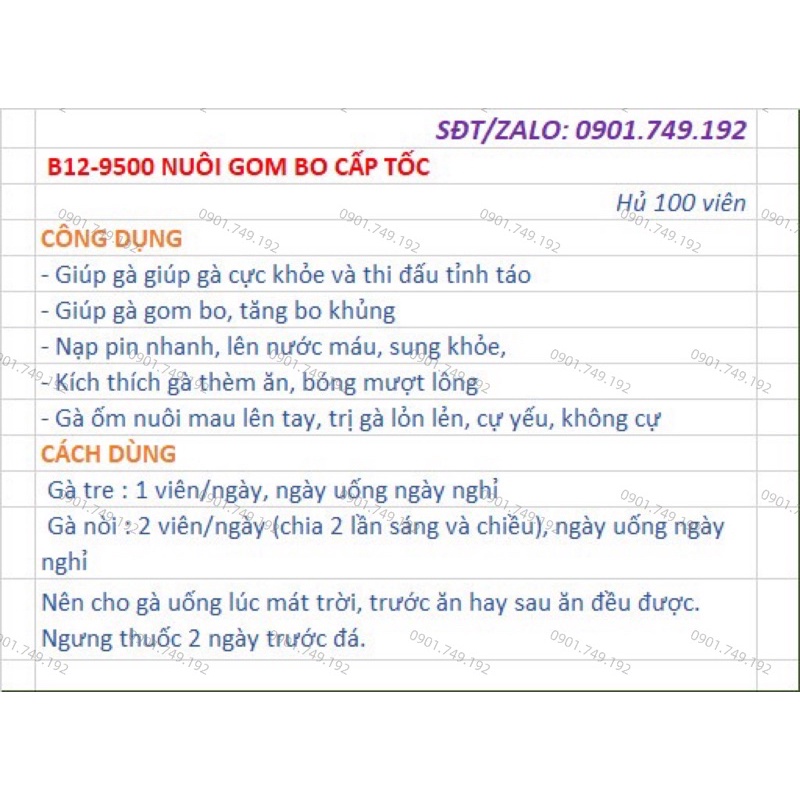 B12.9500 Gom bo tuần cuối hủ zin 100 viên tặng chai chích 5cc