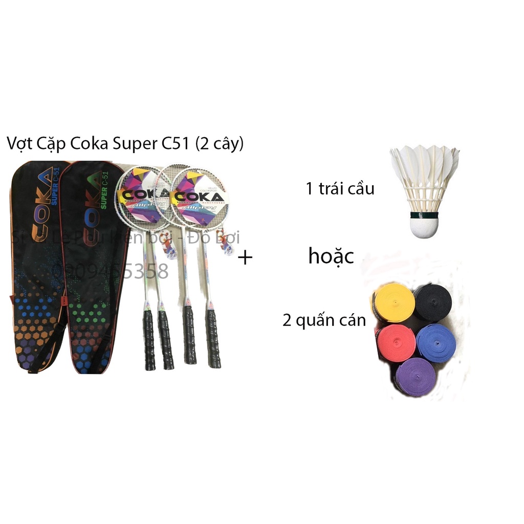 Vợt Cặp Coka Super C51 cán liền - Tặng Kèm Quà tặng