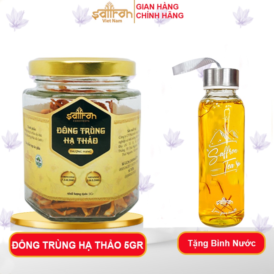 Đông Trùng Hạ Thảo Sấy Lạnh 5Gram/lọ thương hiệu Saffron Việt Nam