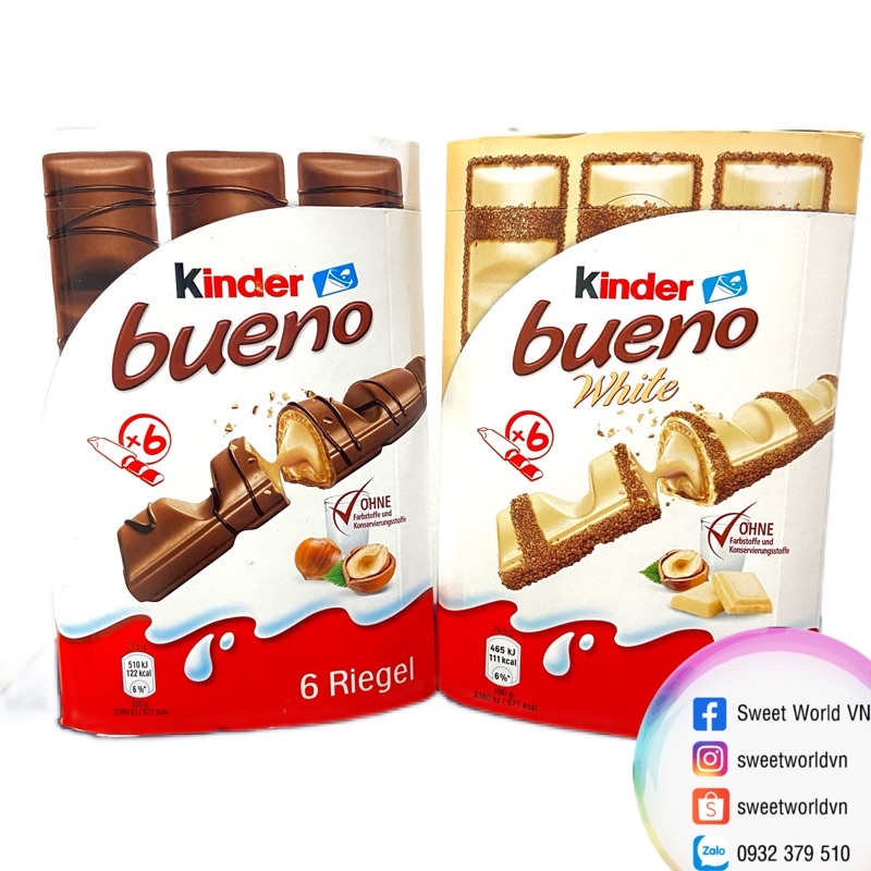 Socola nhân hạt dẻ Kinder Bueno (129g) - Pháp