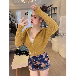 Áo khoác len có nón kéo khóa hai đầu qc chuẩn dáng hàng sẵn giao ngay
