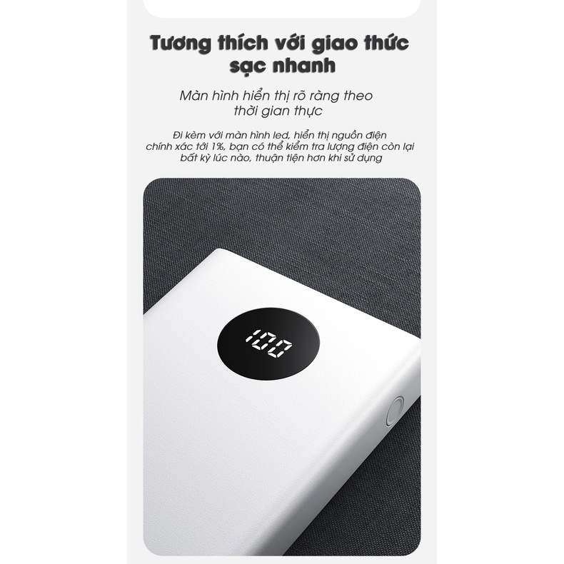 Sạc dự phòng PISEN QUICK PowerU 10500mah (LED ) Ultra hỗ trợ đa giao thức sạc nhanh, công suất sạc 22.5W, model: TS-D314