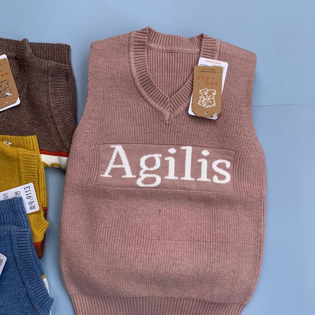 Áo gile len cho bé 8 - 19kg, Gile cotton len tăm cho bé trai, bé gái.