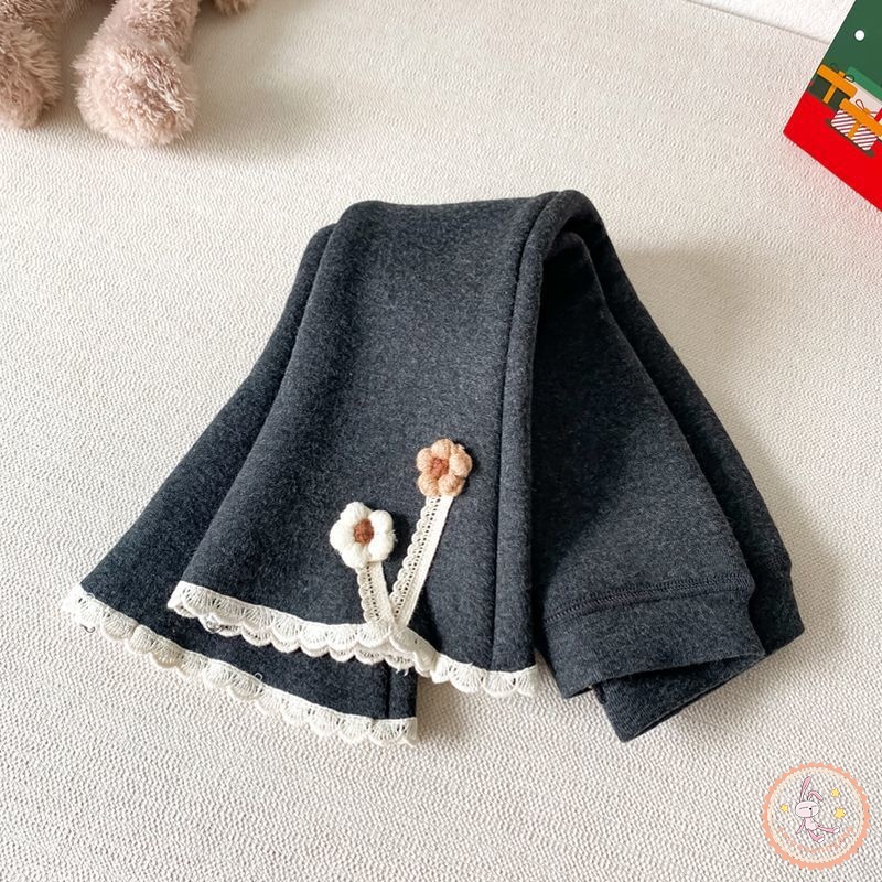 Quần Legging Phối Ren Hoa Xinh Xắn Theo Phong Cách Hàn Quốc Dành Cho Bé Gái