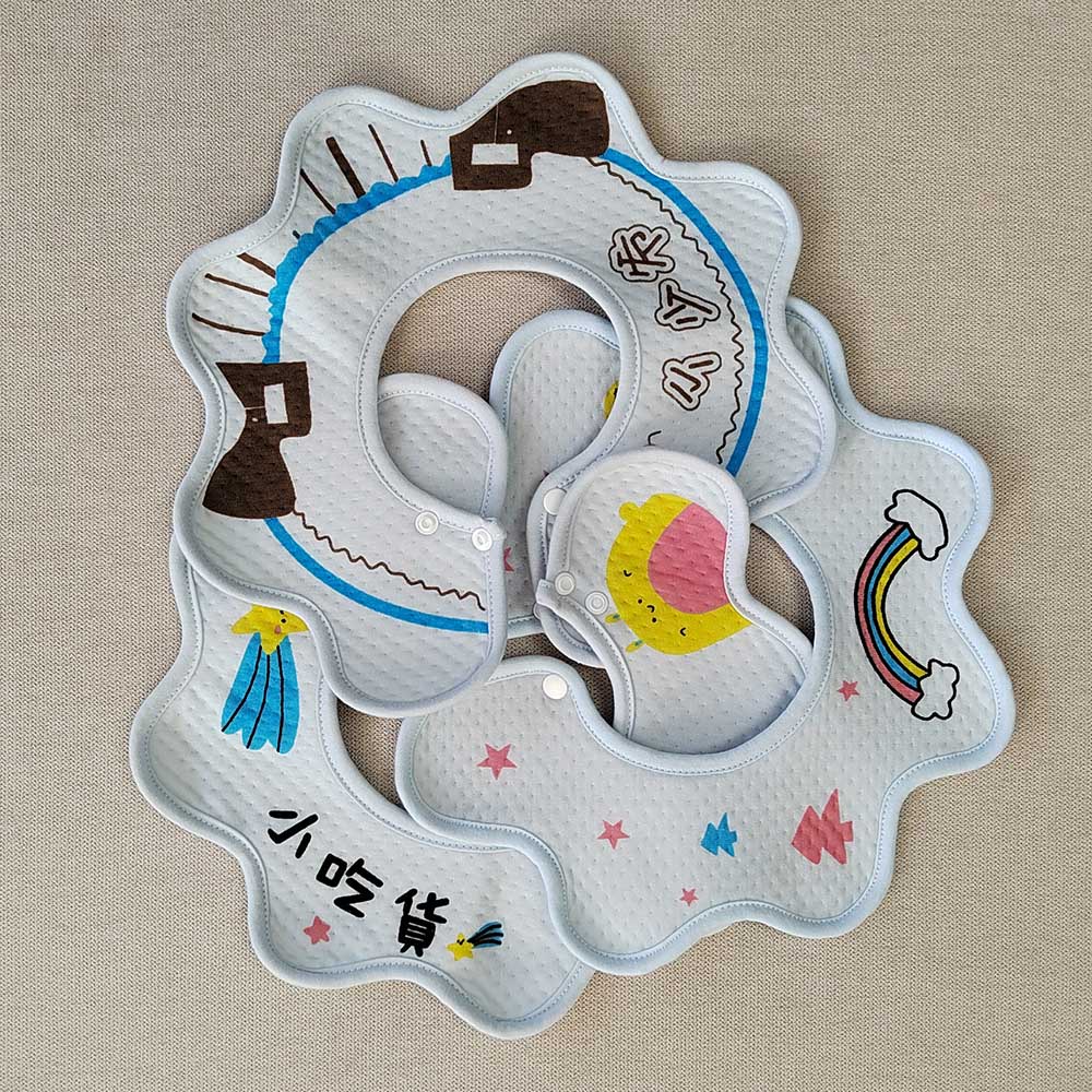 Set 3 Yếm Ăn Cổ Tròn Chống Nước In Hình Hoạt Hình Dễ Thương Cho Bé