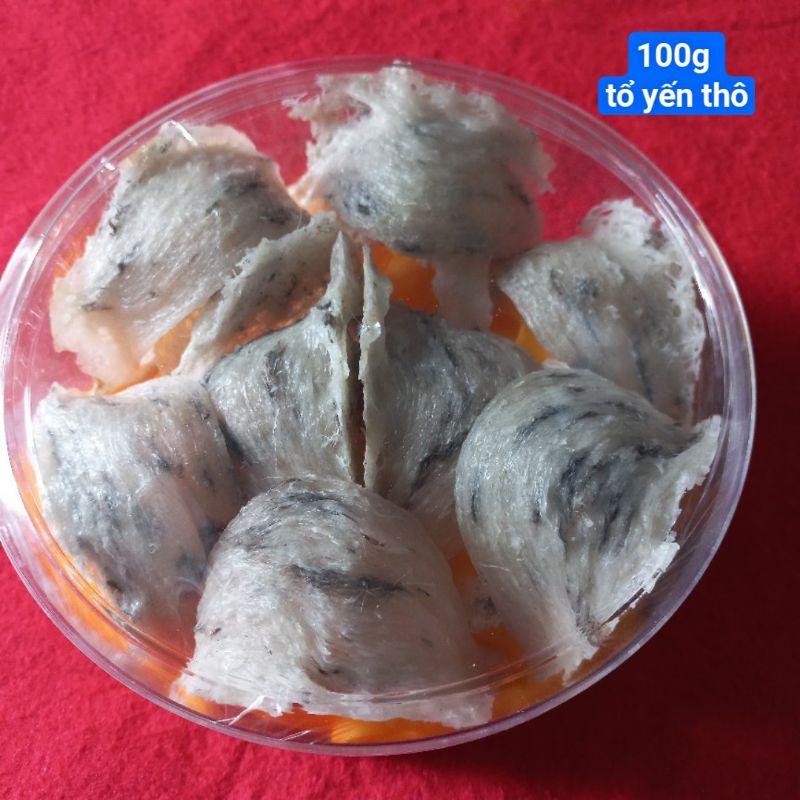 100g yến thô còn lông tặng nhíp và đồ chưng