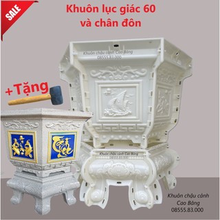 Khuôn đúc chậu cảnh lục giác 60 và chân đôn quỳ (đầy đủ)