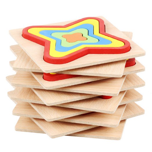 [Giáo dục sớm] Giáo Cụ Montessori Các Khối Hình Học Đồng Tâm Nhiều Màu Cầu Vồng Cho Bé 0-4 Tuổi