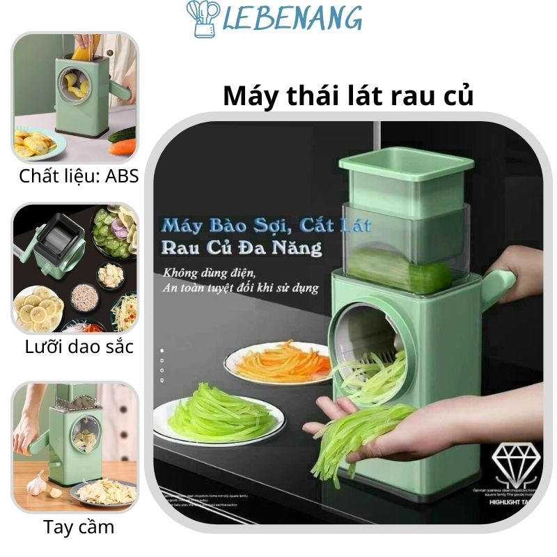 Máy thái lát rau củ đa năng bào sợi nạo củ xay hạt kèm 6 lưỡi dao cắt LEBENANG D5.031