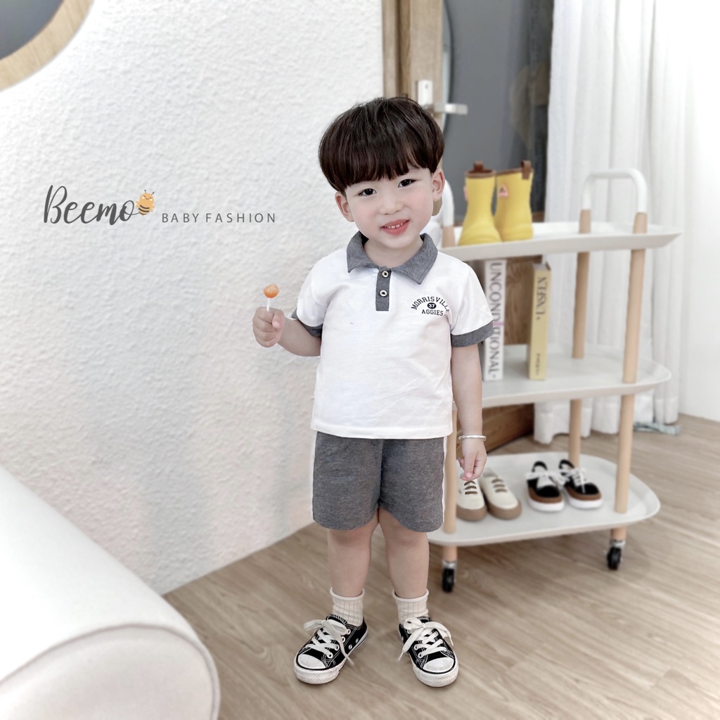 Bộ quần áo cộc tay polo cho bé BEEMO, chất liệu cotton